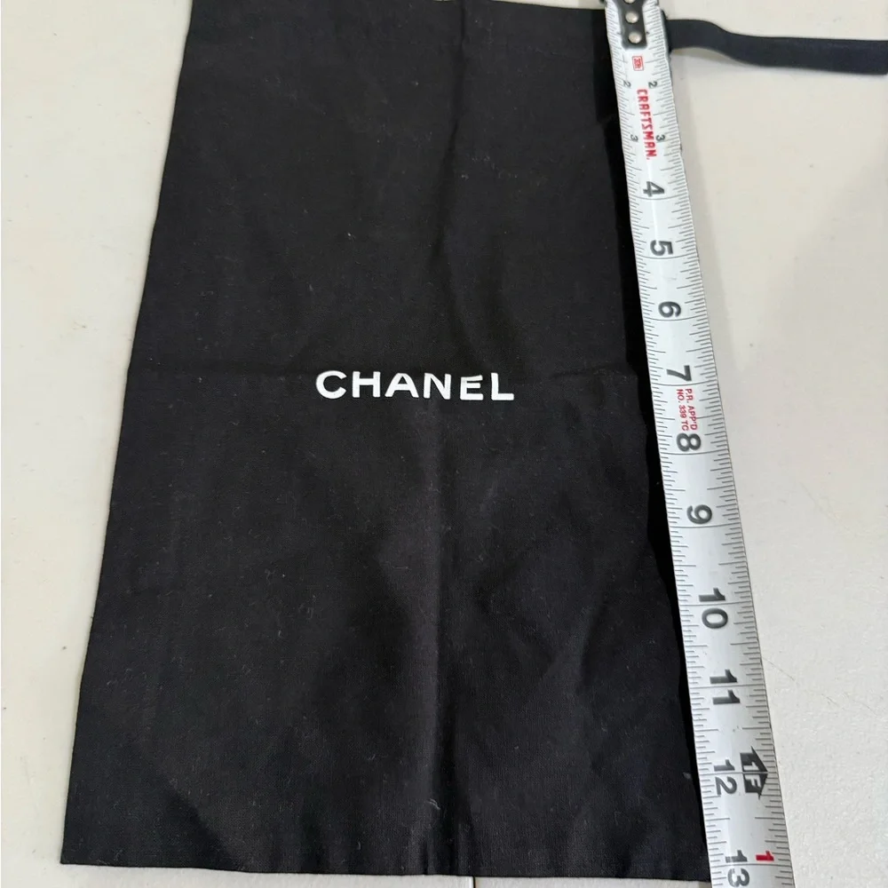 CHANEL Black and White Logo Drawstring Dust Bag